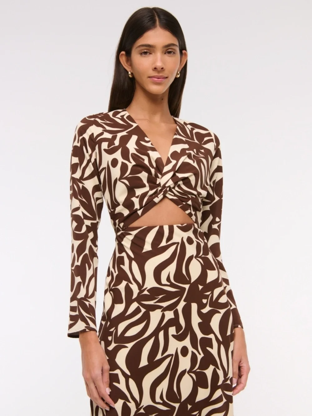 Abercrombie Women’s Long-Sleeve Twist-Front Maxi Dress (Size LP)